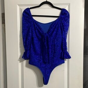 Body Shaper Faja Blouse Top Blue Lace Made in Colombia Body Control Size XL